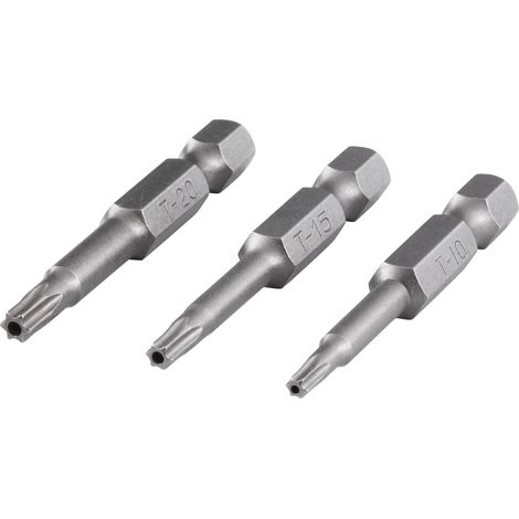 wolfcraft Set di inserti, TORX® con foro (dimensioni 10/15 / 20), 3 pezzi I 1261000 I 3 inserti Solid, 50 mm (1/4)
