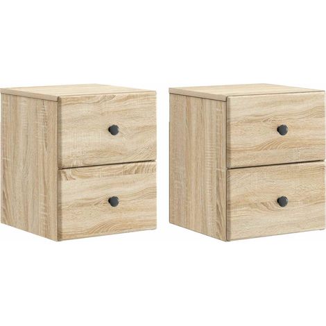 Lot de 2 Tables de Chevet Murales Suspendues Bois d'Ingénierie Chêne Sonoma 34,5 x 33 x 40 cm (1/5)