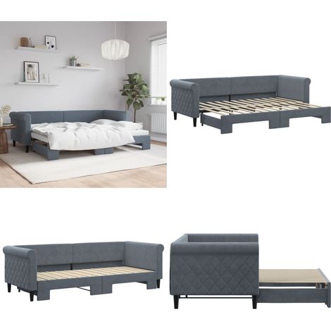 vidaXL Tagesbett Ausziehbar Dunkelgrau 80x200 cm Samt (1/5)