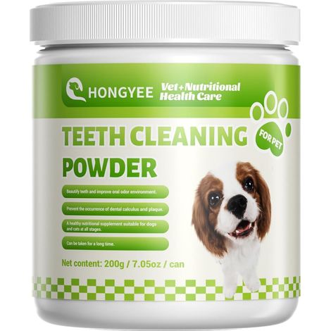 200g Poudre Dentaire pour Chiens et chats,Poudre de Nettoyage des Dents de Chien,Poudre Désodorisante pour Mauvaise Haleine,Plaque,Dissolvant de Tartre,Fournitures de Soins Dentaires (1/5)