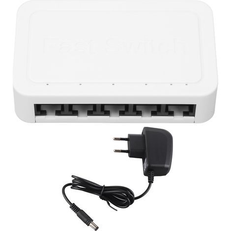 Commutateur Ethernet RJ45 5 ports 10/100 Mbps avec protection contre la foudre 4 kV, commutateur de bureau Fast Ethernet, répartiteur réseau 100-240 V, prise UE (1/5)