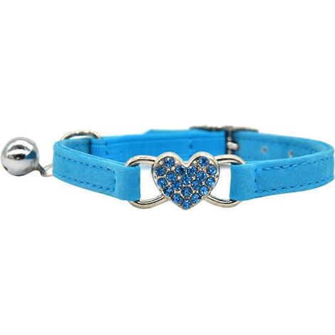 Collar ajustable azul para gato con cadena para el cuello y decoración de diamantes de imitación (2 unidades) (1/5)