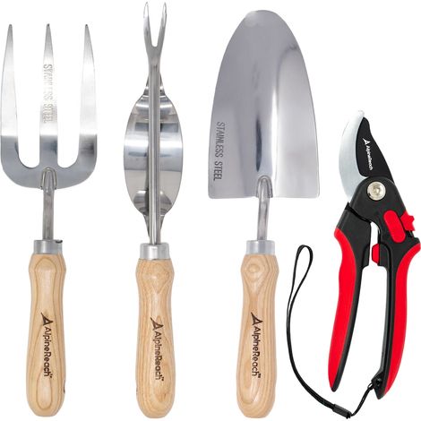 Set Attrezzi Giardino Premium Acciaio Inossidabile 4 Pezzi (1/5)