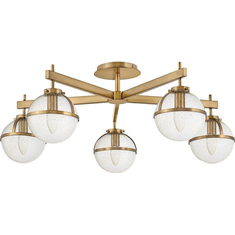 Elstead Hollis Lampada da soffitto a semi-incasso a 5 luci multibraccio, ottone Heritage IP44 (1/5)