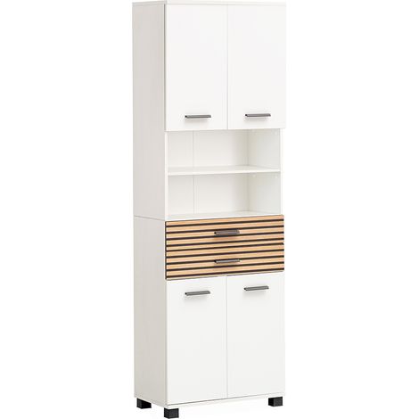 Badschrank 60 cm breit weiß matt, Akustikpaneel-Optik KANE-80 (1/4)