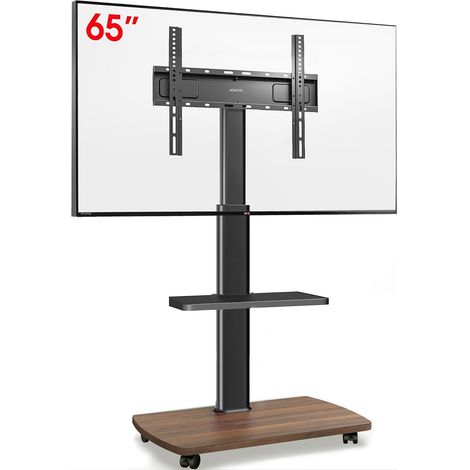 Support TV roulettes pour TV de 32-65 Pouces - Support TV sur Pied Plus Haut 1240 MM-1420 MM Pivotant 60° Inclinaison 12° jusqu'à 40 KG Max. VESA 400x400mm