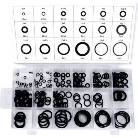 Lot de 225 joints toriques - Assortiment de 18 tailles différentes - 3-22 mm