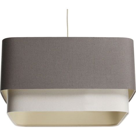 Suspension épurée en tissu lin et PVC beige - Lin naturel sur ton de creme (1/5)