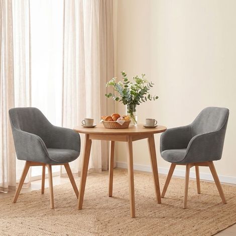 Chaises salle à manger - WAFTING - Scandinave-moderne - Pivotante 360° - Velours côtelé gris - Pieds hêtre massif (1/5)