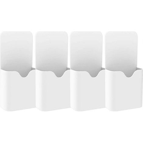 Boîte de rangement magnétique, [4 pièces] Porte-stylo magnétique, boîte de rangement pour marqueurs, gommes, réfrigérateur, bureau, casier et surfaces magnétiques - Blanc (1/5)