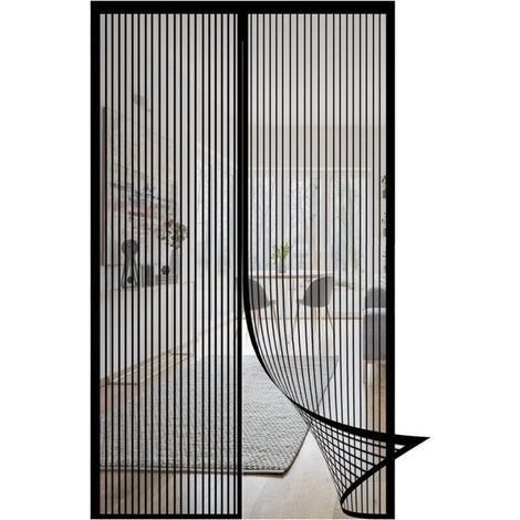 Moustiquaire de porte 120 x 210 cm anti-insectes, durable et anti-déchirure, pour cuisine, chambre ou salle climatisée, couleur noire (1/5)