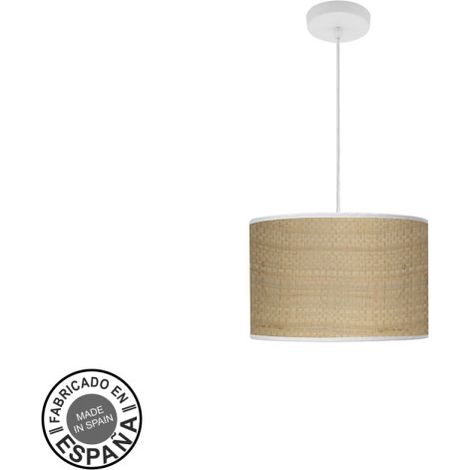 Colgante moda 1xe27 blanco/cañizo claro regx30x30