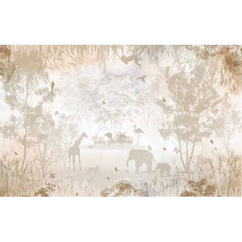 Papier peint panoramique Enfants - Animaux de la Jungle - 130 cm x 81 cm (1/2)