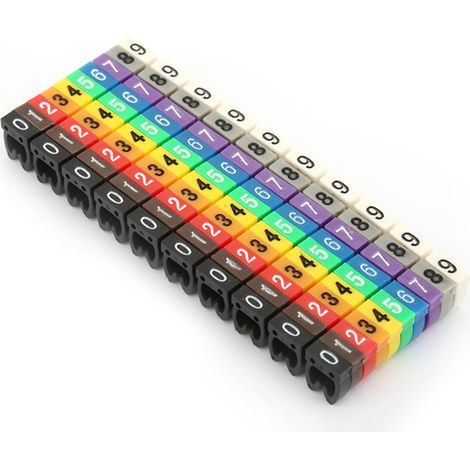 Digitale Nummerierung für Kabelröhrchen, Kabelmarkierung, farbig (100 Stück, 4 mm²) (1/5)