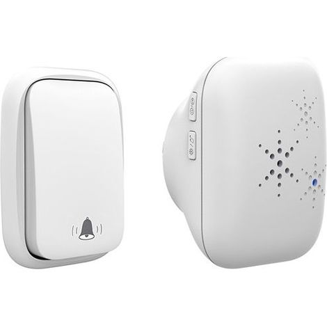 Sonnette sans fil auto-alimentée, pas besoin de pile, portée 150 m, prise européenne, 1 sonnette 1 récepteur (blanc) (1/5)