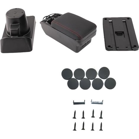 Car Center Armrest Storage Box, 6-Port USB Charging Station, Double Layer Interior Compartment, Sliding Armrest Frame suitable for H 2004-2009 (Red/Black Line) (1/5)