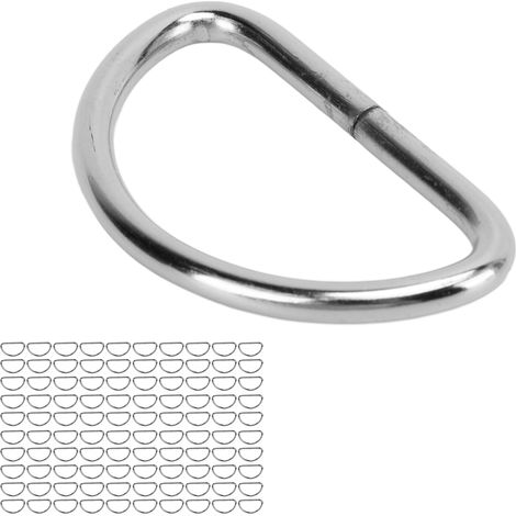 Lot de 100 anneaux en D métalliques argentés pour colliers de chien, sangles de poitrine et accessoires pour valises pour animaux. (1/5)