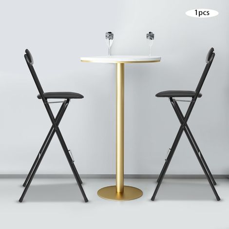 Chaise de bar extérieure portable 75 cm hauteur d'assise chaise de bar pliante, capacité de charge de 125 kg Siège moderne pour économiser de l'espace de rangement dans la cuisine et le bar (noir) (1/5)