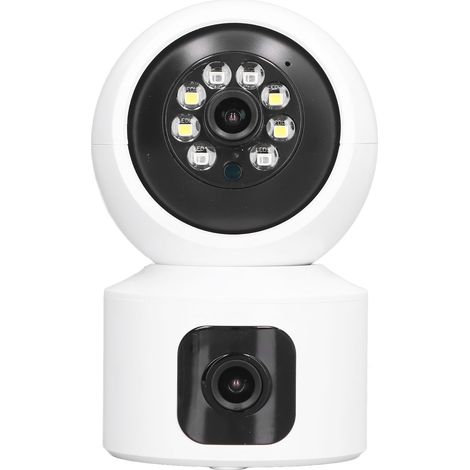 Caméra de surveillance double objectif, dispositif de vidéosurveillance sans fil HD pour maison, caméra intérieure WiFi intelligente avec accès à distance via réseau (100-240V) (référence fournisseur (1/5)