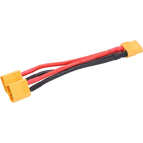 Câble connecteur parallèle XT60 pour batterie, adaptateur double extension Y fendu 1 femelle vers 2 mâles, fil silicone pour batteries RC (1/5)