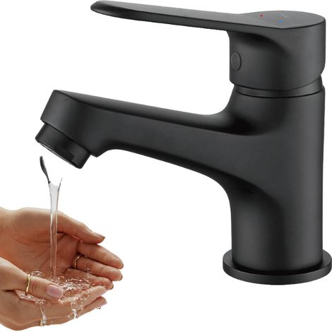 Grifo para lavabo de pie ATEZ Kuchinox negro con tapón (1/3)