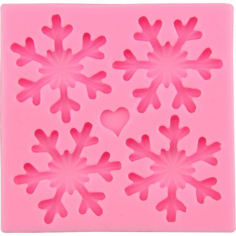 Molde De Hornear De Silicona - Forma De Copo De Nieve - Para Pasteles Galletas Y Galletitas - 8 5 X 8 5 X 1 Cm - Color Rosa - 1 Unidad (1/5)