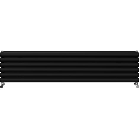 Warmehaus Horizontal Radiator Oval Double Panel Black 354x1600mm (1/5)