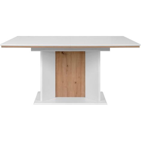 Table extensible - ARONA - Rectangulaire - 10 personnes - 160/200 x 76 x 90 cm - Blanc / chêne artisan (1/5)