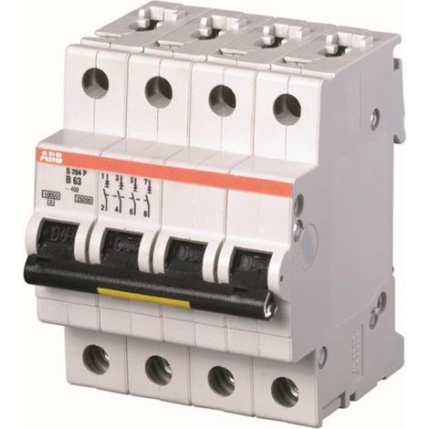 ABB S204P-B16 2CDS284001R0165 S200P Miniature Circuit Breaker, 4P, B, 16 A