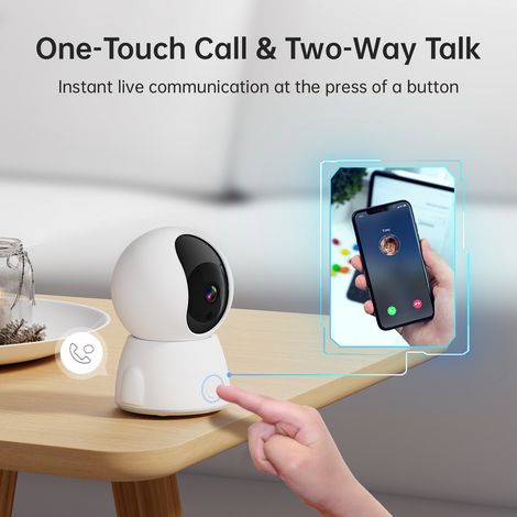 Caméra de sécurité PTZ intérieure 2 MP, caméra domestique rotative Wi-Fi, compatible avec babyphone (1/5)