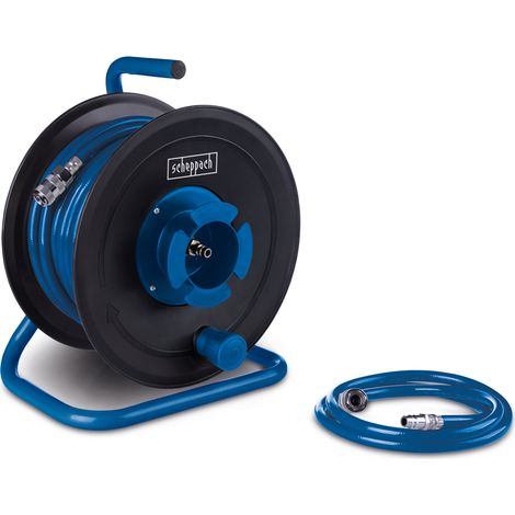 Scheppach Tuyau à air comprimé 20 m et enrouleur de tuyau – Enrouleur de tuyau pneumatique – 10 bar – Raccord 1/4" – 20 m