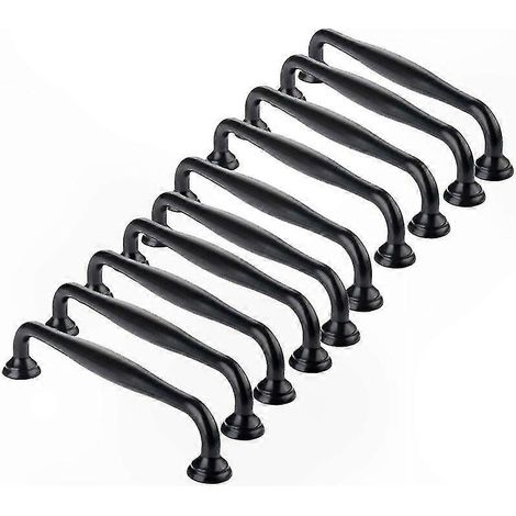 Set mit 10 schwarzen Möbelgriffen für Küchen- und Schlafzimmerschubladen, 96 mm Lochabstand, moderne Ausführung (1/4)
