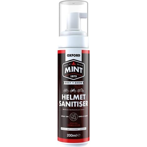 Espuma desinfectante Oxford Mint para cascos, para desinfectar y limpiar el interior de cascos, botas y guantes. 200 ml.