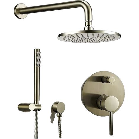 Duschsystem, Messingmaterial, 30 cm Regenkopf, Wandmontage, Runde Duschform, Feste Höhe (1/5)