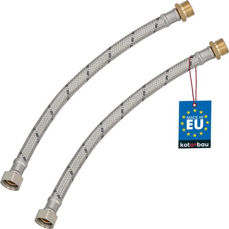 KOTARBAU® Lot de 2 Flexible Robinet 3/8" x 3/8" - Flexible Eau - Tuyau Robinet 30 cm - Mâle x Femelle - Rallonge Robinet Cuisine Flexible - Acier Inoxydable - Tuyau Flexible Plomberie (1/4)