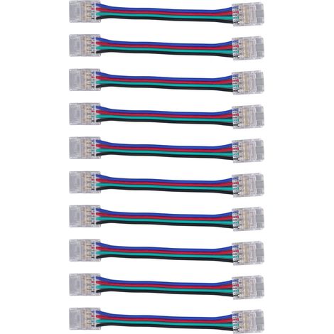 Kit de 10 connecteurs pour ruban LED 4 broches 10 mm, connexion rapide, forte compatibilité, accessoires pour ruban LED (1/5)