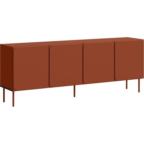 Aparador Fentore 100, Rojo, 76x200cm, Número de puertas: 040cm, Aglomerado laminado, MDF (1/5)