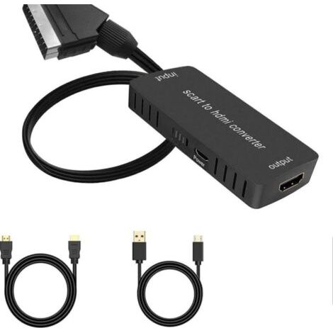 QORVA-Adaptateur SCART vers HDMI pour téléviseur - Convertisseur SCART vers HDMI, HD 720p/1080p, compatible avec les téléviseurs HD, les moniteurs, les décodeurs, les Xbox, les PS3 et les lecteurs DVD (1/5)