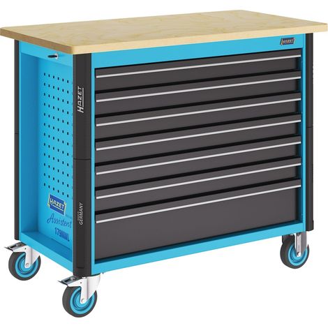 Hazet Werkbank, fahrbar Assistent 179NWL-7, (LxBxH) 1150 x 600 x 965 mm, Schubladen, flach: 6 x 81 x 870 x 398 mm, Schubladen, hoch: 1 x 166 x 870 x 3 (1/5)