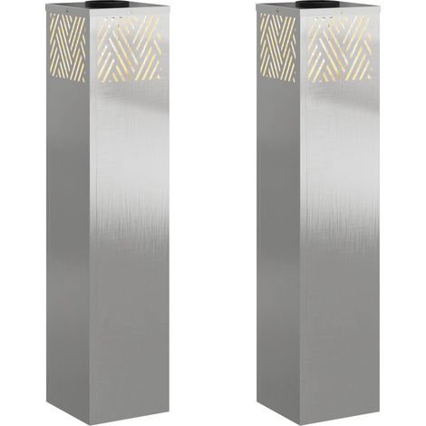 Solar LED Weg Licht 2 pcs Silber Edelstahl vidaXL