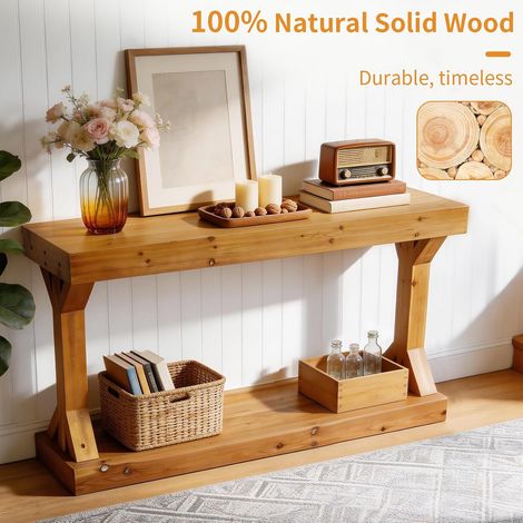 Consolle Legno Massello Mobili ingresso Consolle Tavolo 120 cm Colore Legno naturale (1/5)