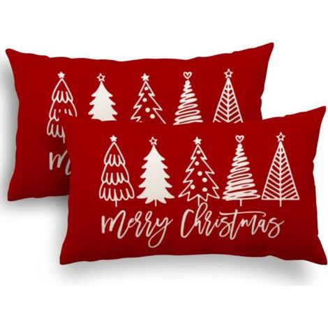 Housse Coussin Noel 30x50 Lot de 2 Housse Coussin 30x50 père Noël Wapiti Coton et Lin Décoratif Taie d'oreiller pour Decoration Noel 30 x 50 cm (1/5)