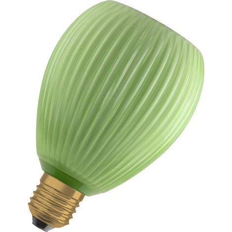 OSRAM Lampe LED DECOR FLAT en verre coloré, ovale Ø110mm, verte, E27, 3,5W, 300lm, 2700K, blanc chaud, IP20, effet de couleur (1/5)
