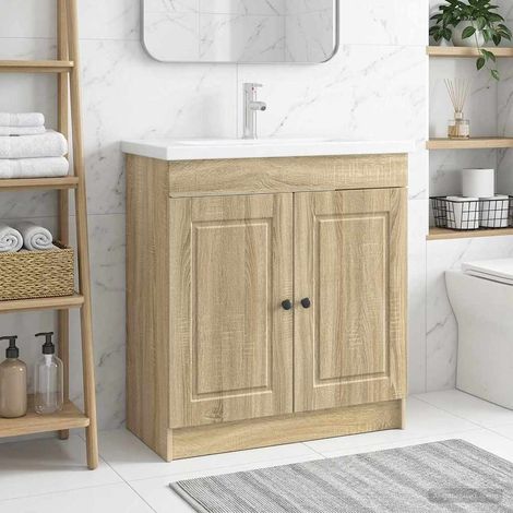 vidaXL Mobiletto da bagno sotto il lavello Rovere Sonoma