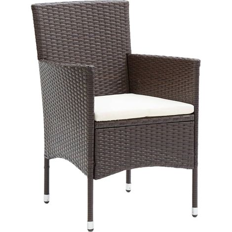 Vidaxl – Lot de 4 chaises de jardin en résine tressée marron – Cadre en acier résistant à la rouille – Dossier incurvé pour confort – Dimensions 53x58x84cm