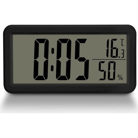 Horloge murale numérique à piles avec grands chiffres, affichage de la température et de l'heure, idéale pour le bureau, le salon et la chambre. (1/5)