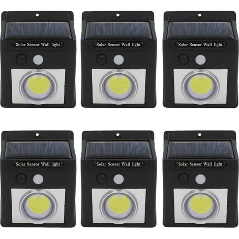 6er-Pack Solar-LED-Wandleuchten mit Dämmerungs- und Bewegungsmelder, Schwarz, 7500 K, 20000 Std., 7hSevenOn