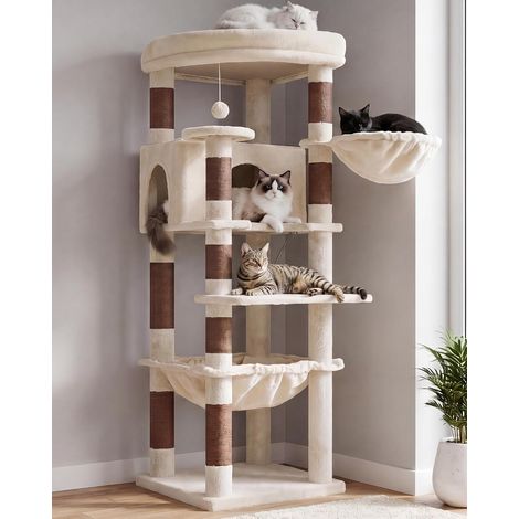 Arbre à Chat 135cm d'angle, Tour Griffoir pour Grands Chats HCT029MJ (1/5)