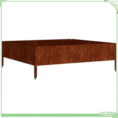 Lit surélevé de jardin - FAFEICY - 824515 - Acier Corten - 100x100x33,5 cm - Carré percé (1/5)