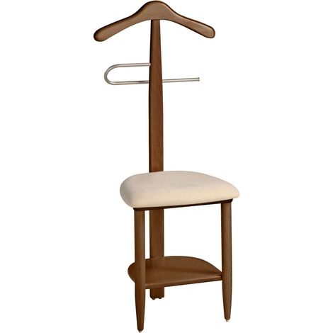 Galán 361 con asiento en beige herrajes cromado satinado lacado nogal, 105 cm(alto)45 cm(ancho)41 cm(largo)